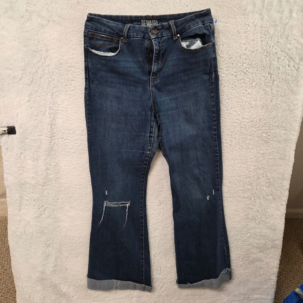 REWASH BRAND Womens Jeans Size 11 Bootcut Distressed‎ Medium Wash